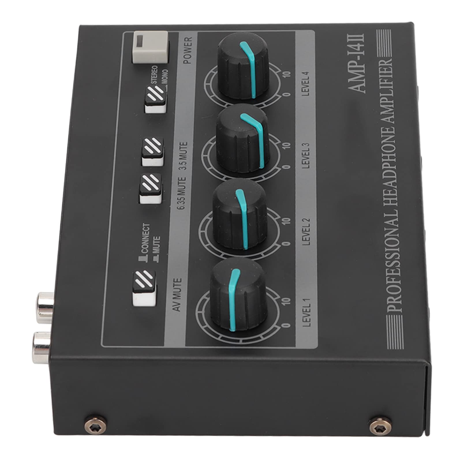 AMP14II Amplificateur de Casque 4 Canaux, Amplificateur de Casque Stéréo Compact 4 Voies avec Adaptateur 12 V 2 A, Distorsion Minimale pour Studio et Scène (Prise UE)