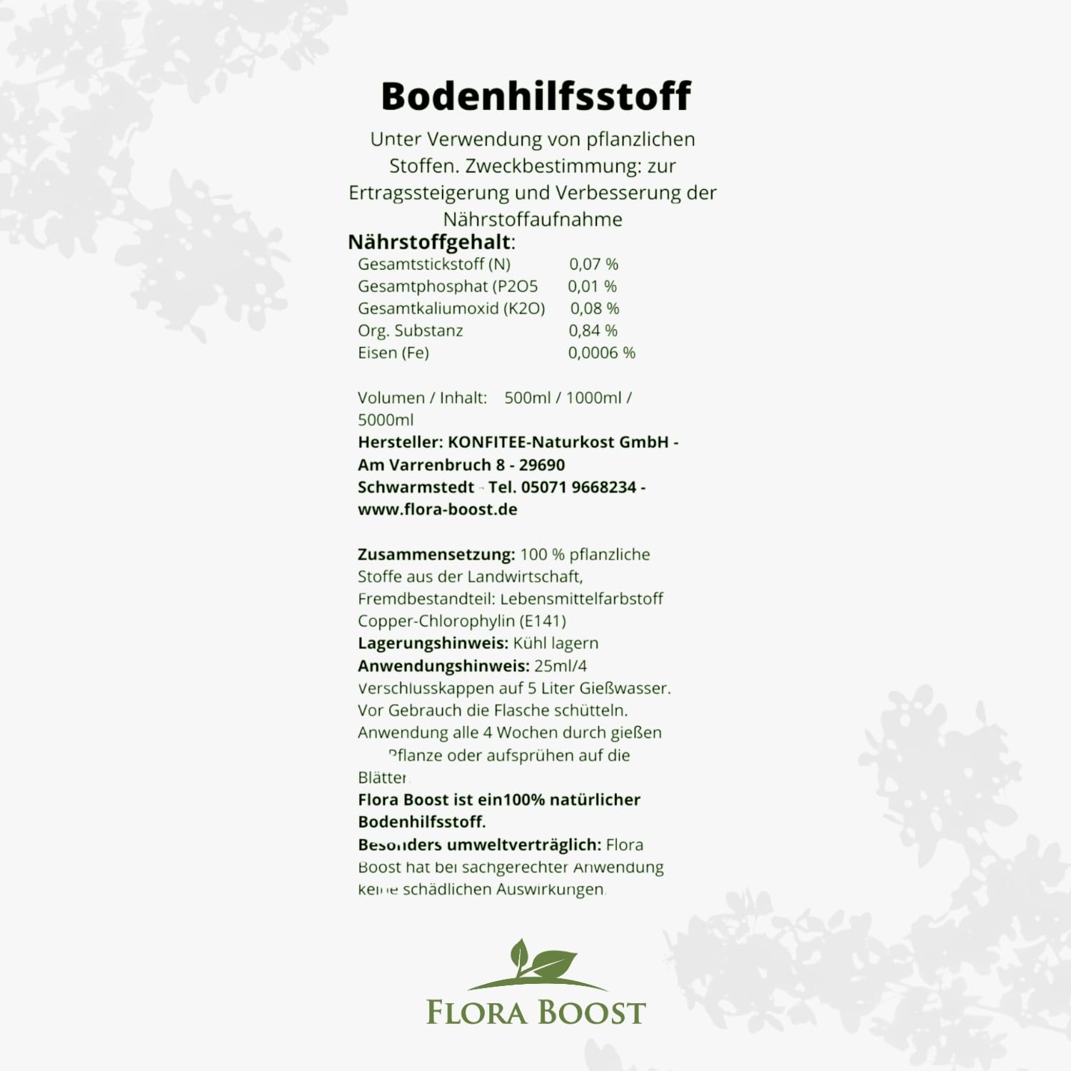 Konfitee Flora Boost Rhododendron Dünger 5000ml - Für bis zu 1000L Gießwasser - Blumendünger für Rhododendron Pflanzen - Flüssiger Blatt- & Wurzeldünger - 100% natürlicher Pflanzendünger