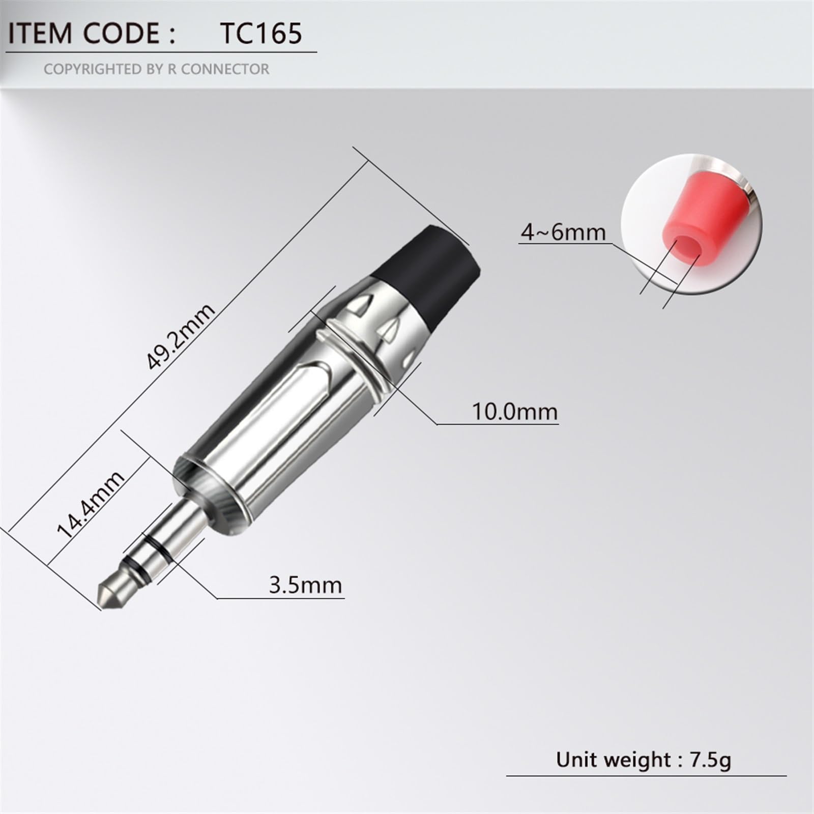 100 pièces argent 3.5MM 3 pôles stéréo mâle prise fil à souder connecteur nickel 3 broches 3.5MM prise casque écouteur bricolage Jack (Color : Black)