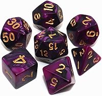 Vista 14 de Dados poliédricos azul y rosa DND para juegos de rol de mazmorras y dragones D&D con bolsa de dados