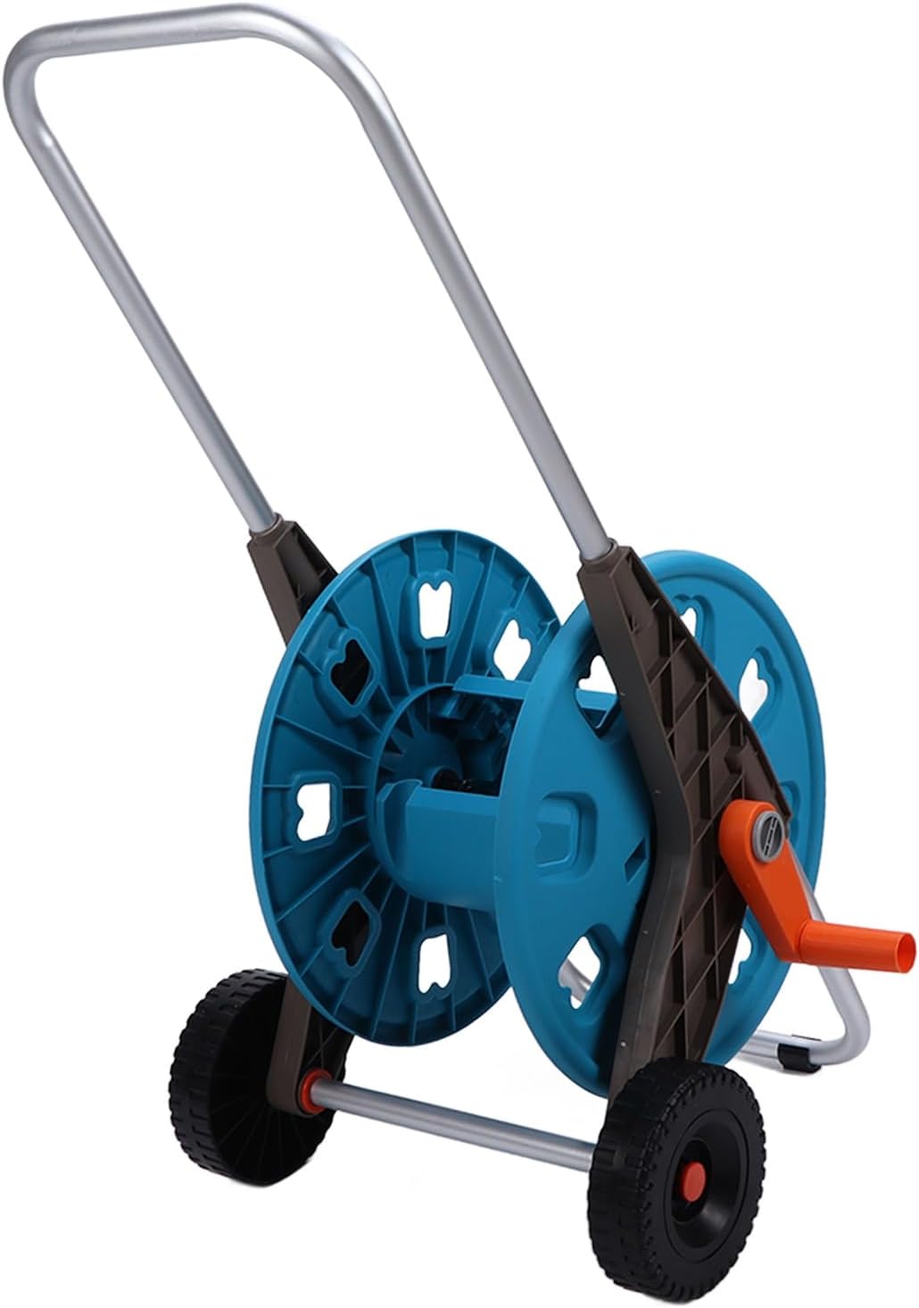 Garden Hose Reel Cart Heavy Duty 2 Wheels Mobile Water Hose Trolley Storage Holder for 60M 17MM Hose for Lawns Gardens Courtyards ABS PP Aluminium Tube 88x30x40cm