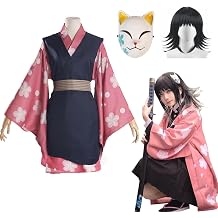 Anime Costume Makomo Cosplay Kimono Mask Uniform Sabito Cosplay Halloween Costume Full Set with Wig