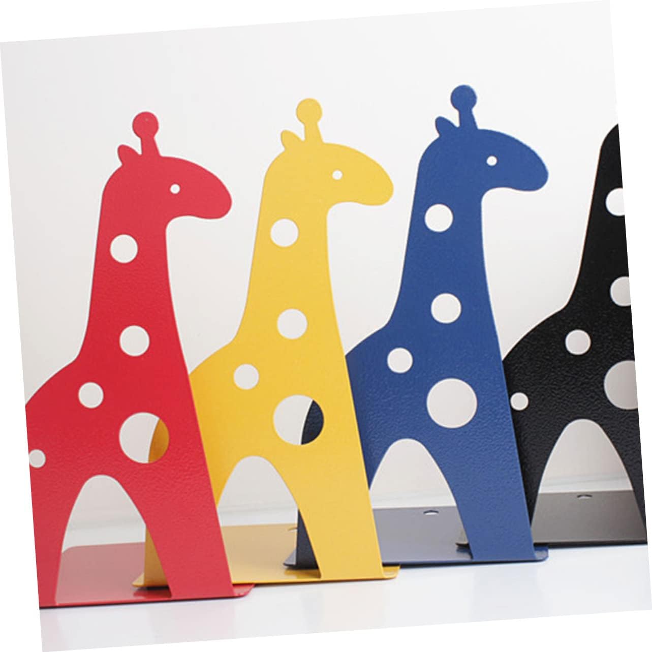 Cabilock 2pcs Creative Bookends Giraffe Metal Bookend Book Stopper for Home Office Library