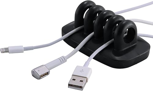 Soporte de clip de cable con peso para administración de cables de escritorio (negro)