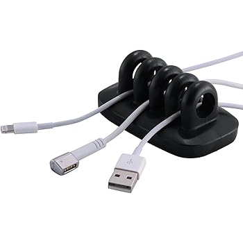 Amazon Com Heaviest Cable Organizer On The Market Compact And Weighted Desktop Cord Holder And Cable Organizer Eco Friendly Silicone No Bad Smell Bundled With 4 Reusable Cable Ties Black Home Improvement