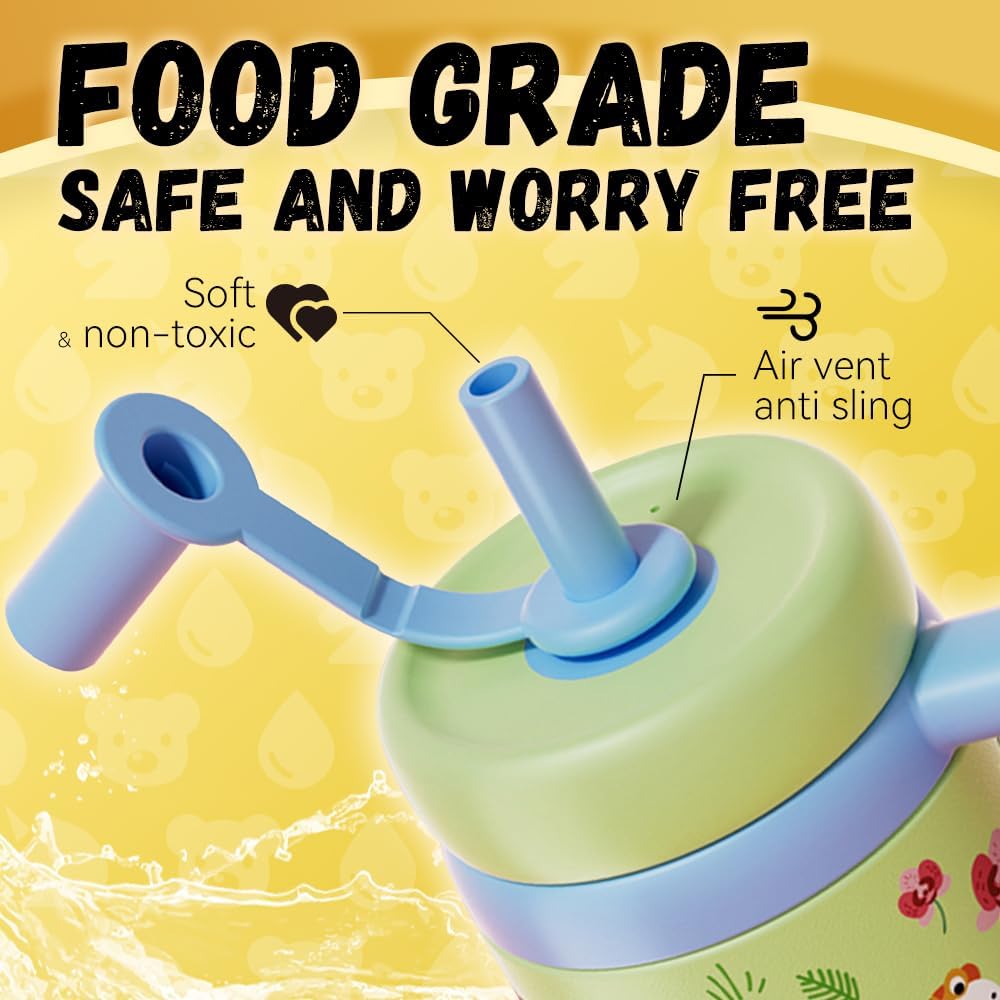 Whale Fountain Tumbler - 24oz Stainless Steel Whale Fountain Tumbler with Handle,Water Cup with Straw and Lid for Adults Kids (Dinosaurs)