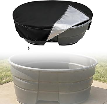 Outdoor 150 Gallon Oval Stock Tank Cover, Outdoor Waterproof 420D Cold Plunge Tub Cover for Ice Bath Cold Plunge Pool, Farm Water Tank Covers, All Weather Protection