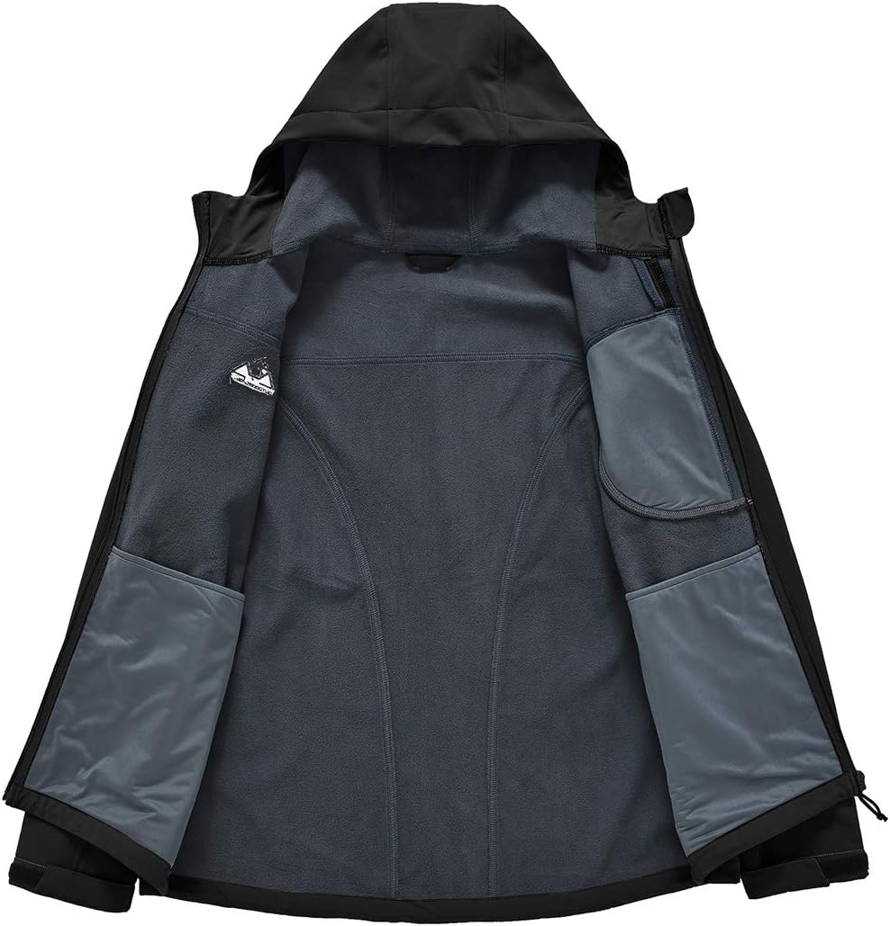 Gopune Men's Lightweight Soft Shell Jacket Fleece Lined Waterproof Hooded Hiking Winter Jacket - Image 3