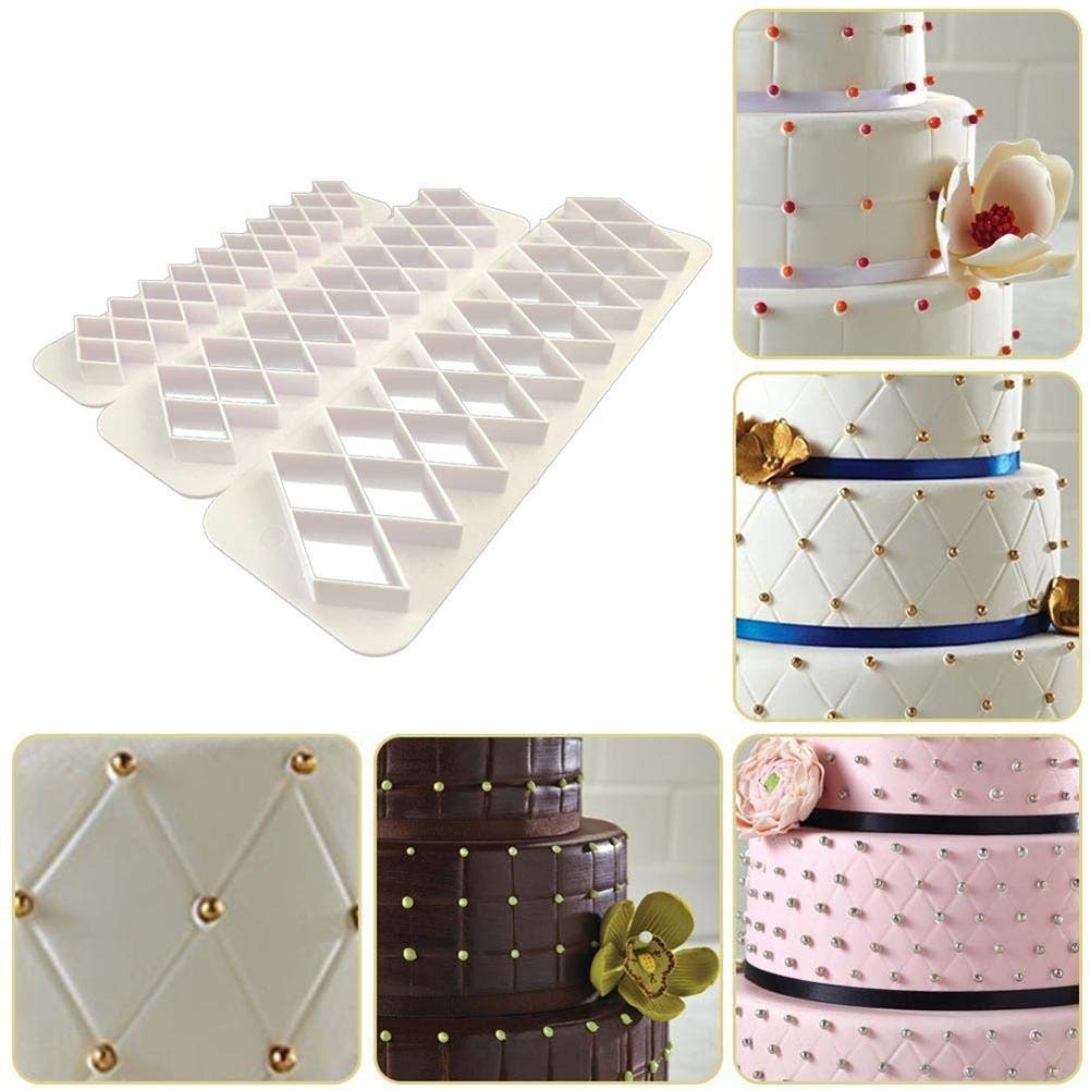 Tvoip 9 moldes para tartas y galletas, cortadores geométricos de galletas, rombos cuadrados y escala de rompecabezas para decoración de cupcakes de cumpleaños (juego 2)