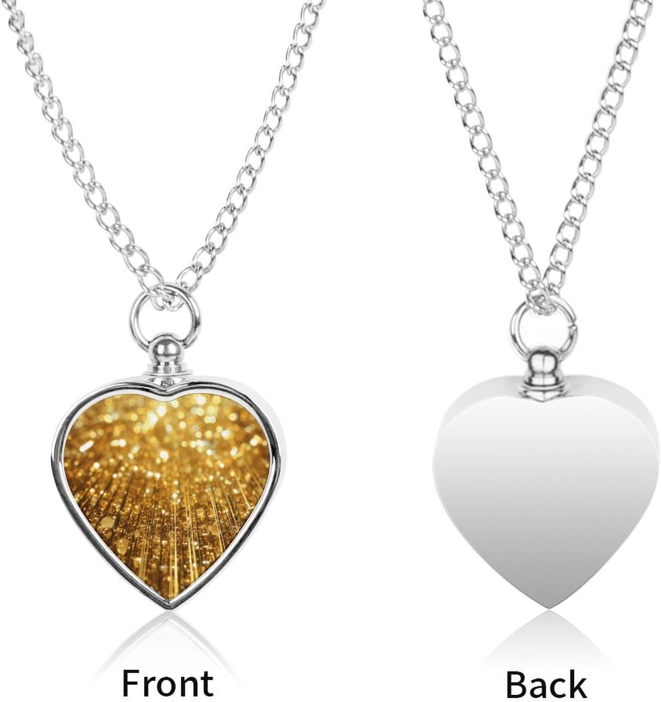 Memorial Metal Gold Bling Pet Urn Necklace with Chain image 2