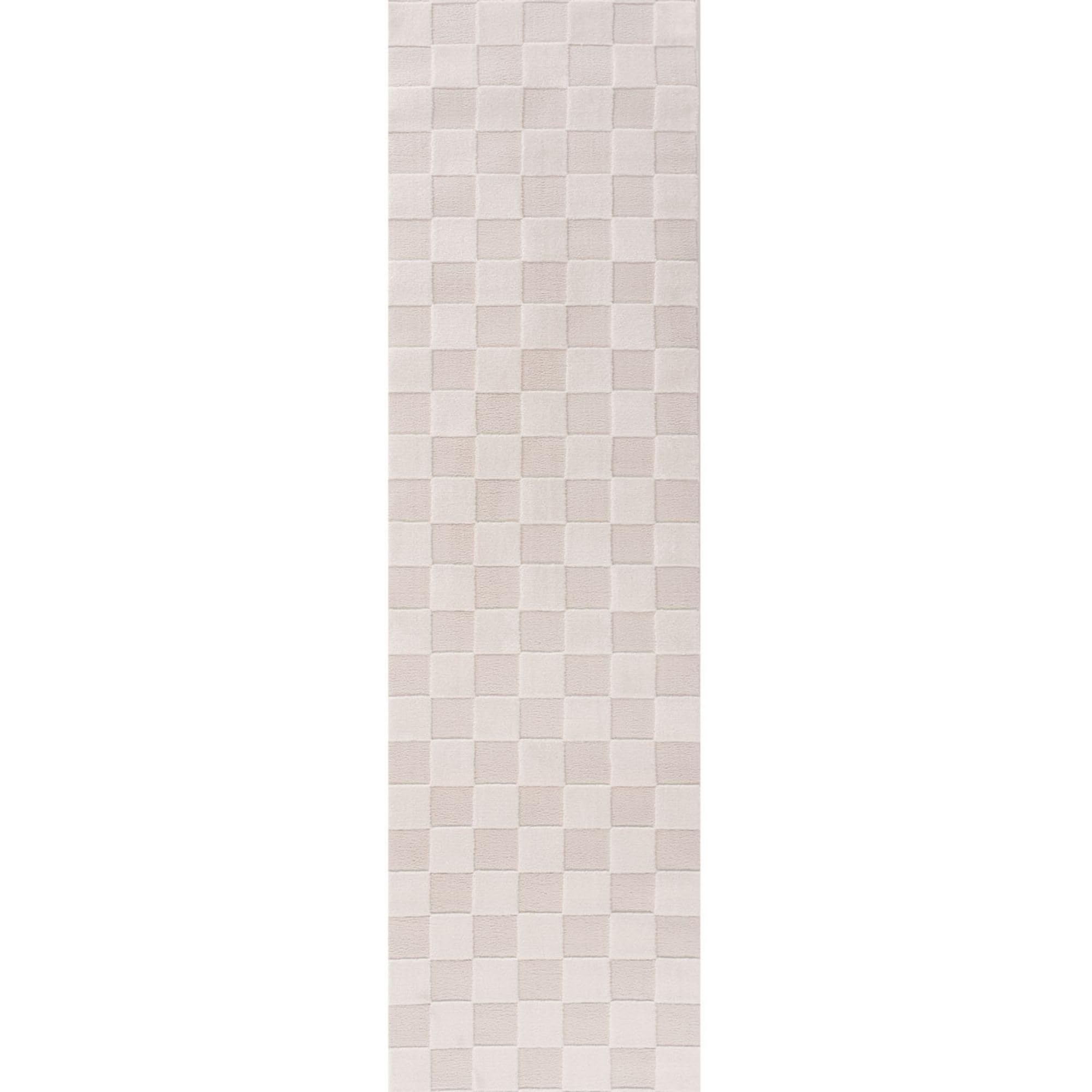 THE RUGS Loft Checkered Rug 80 cm x 300 cm Ivory