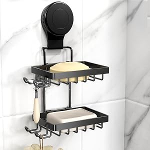 Soap Holder Dish Suction Cup Bar Shampoo Rack for Shower Wall Draining Soap Saver Tray for Bathroom Rustproof