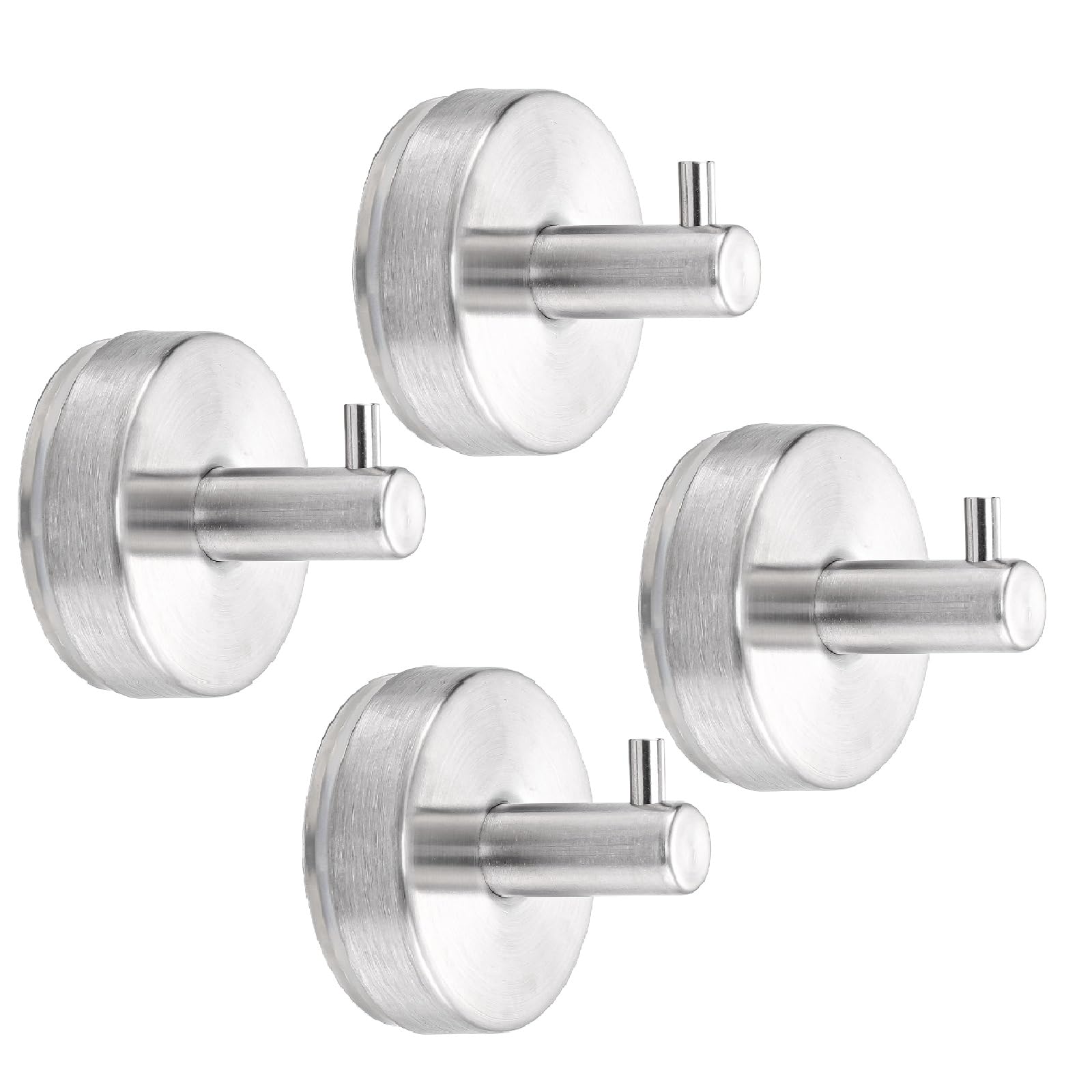Dntorx Suction Cup Hooks, 4 Pack Silver Stainless Steel Suction Hook for Shower Bathroom Towel Hook Holders Shower Hooks Hanging Towels, Loofah, Robe, Coat,