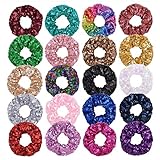 FZBNSRKO 20 Pack Sequins Hair Scrunchies,Sequins Scrunchies for Girls,Elastic Hair Ties Ponytail Holder for Women or Girls(Random Color)
