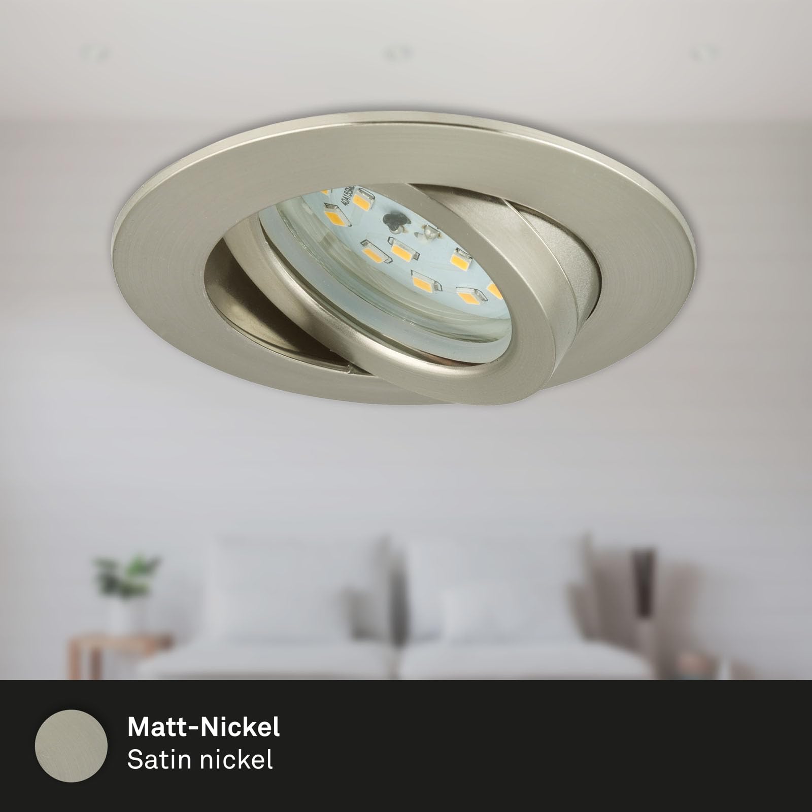 Briloner Leuchten LED Einbauleuchte, dimmbar, Einbaustrahler, LED Strahler, Spots, Deckenstrahler, Deckenspot, Lampen Wohnzimmer, LED Einbaustrahler 230v, Deckeneinbauleuchten, Einbaustrahler Set, schwenkbar, rund [Energieklasse A+]