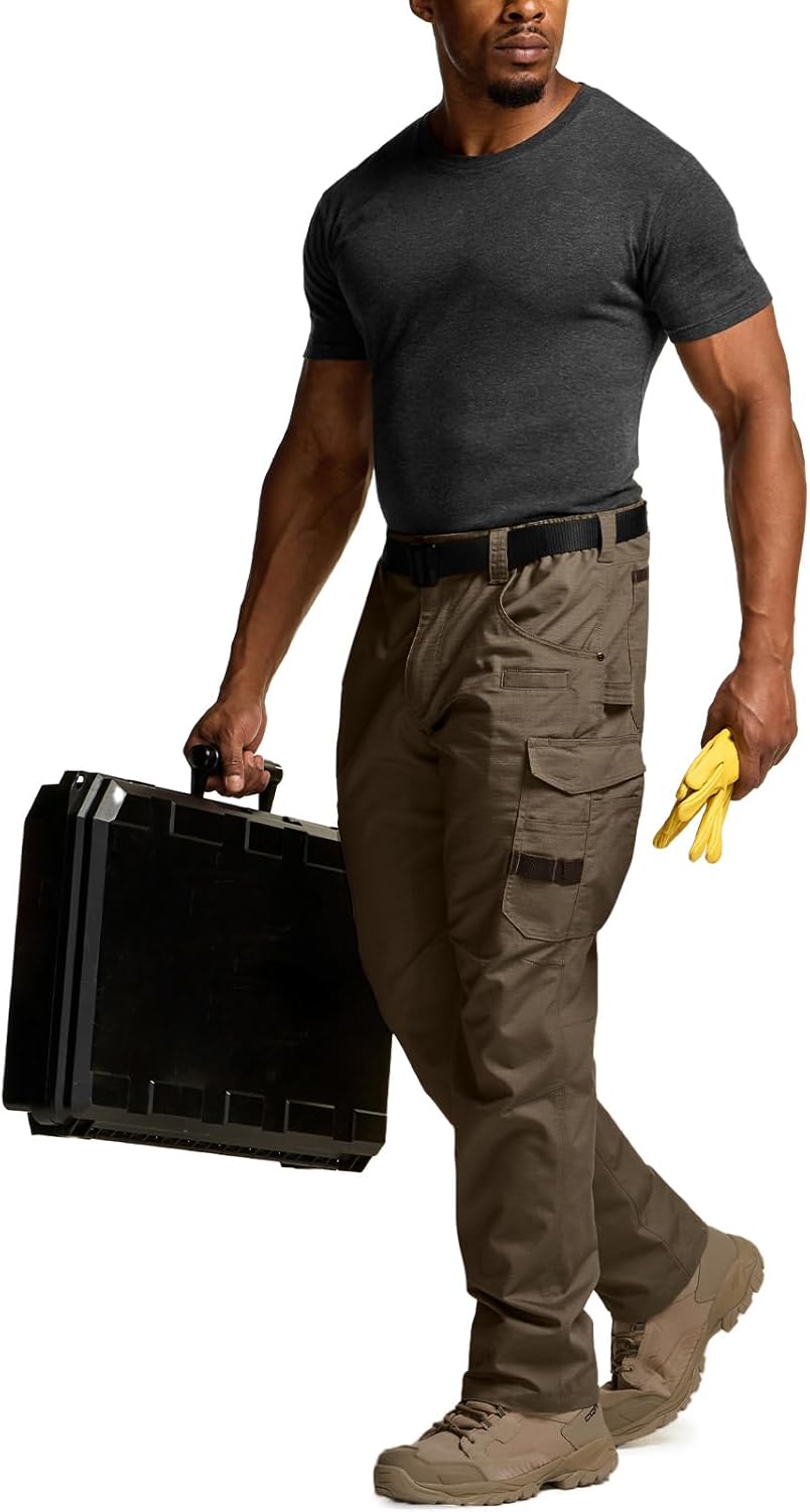 CQR Men's Quick Dry Work Pants, Water Resistant Outdoor Tactical Pants, Lightweight Stretch Cargo Hiking Pants - Image 4