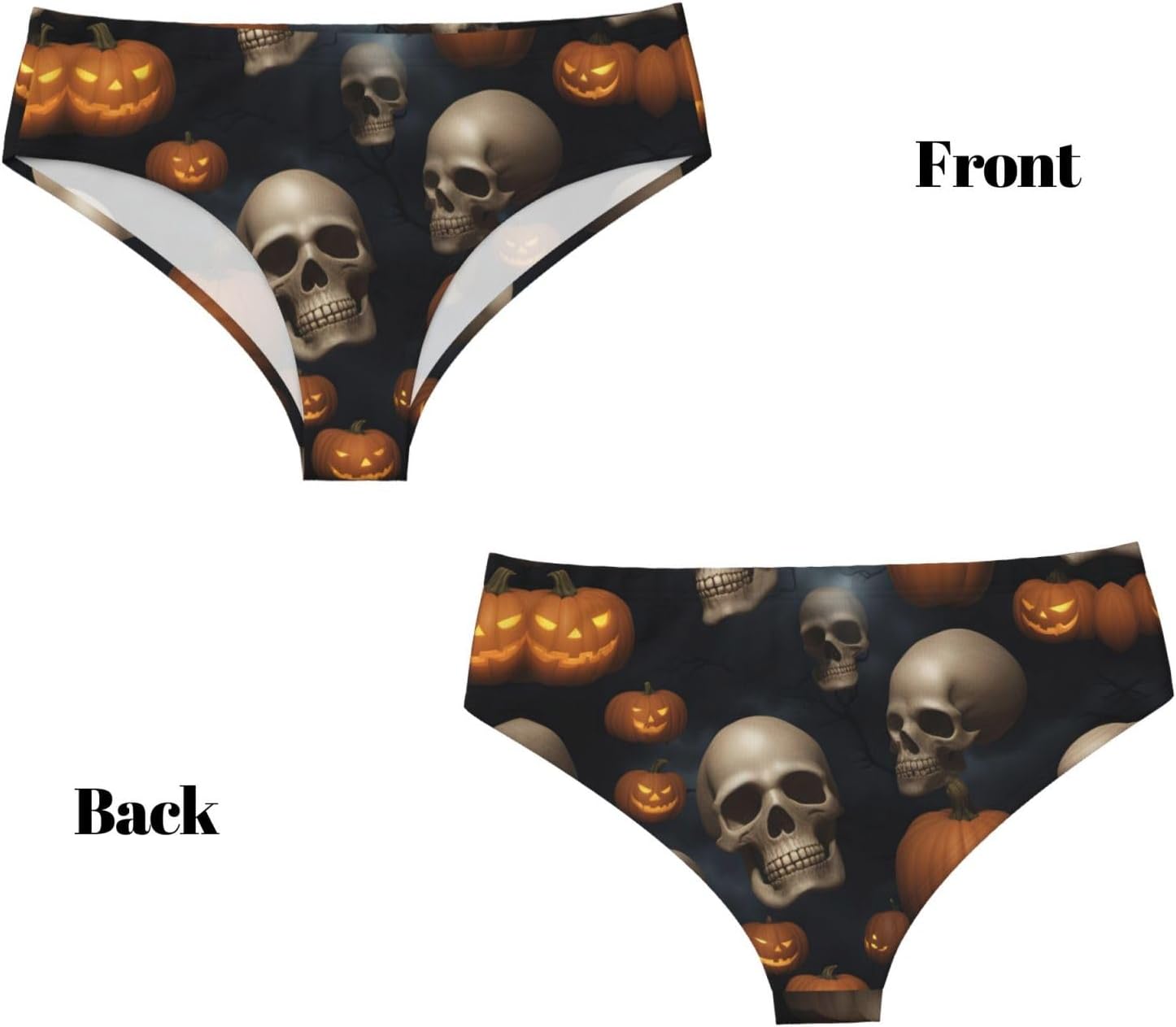 Halloween Skull Print Essential Women'S Briefs,Cotton Blend Underwear For Women In Convenient Multipack