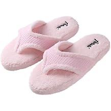 eBigValue Giftable Pink Plush Fuzzy Thong Slippers for Women Super Soft Cozy Spa Home Flip Flops with Memory Like Cushion Non Slip Indoor Shoes