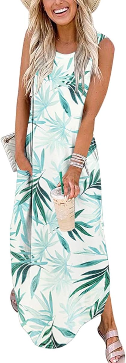 Vestido largo de verano para mujer, vestido veraniego para vacaciones en la playa, vestidos camiseros sueltos informales sin mangas, trajes de viaje 2026