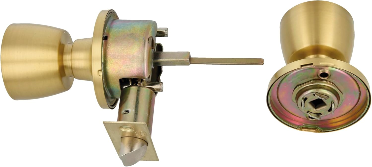 AMIG Mod. 602 - Set of Knobs | Matte Brass | 18.5 x 8 cm | Includes Door Handle | Private Function | External Emergency Device and Interior Condemnation | Door 35-45 mm