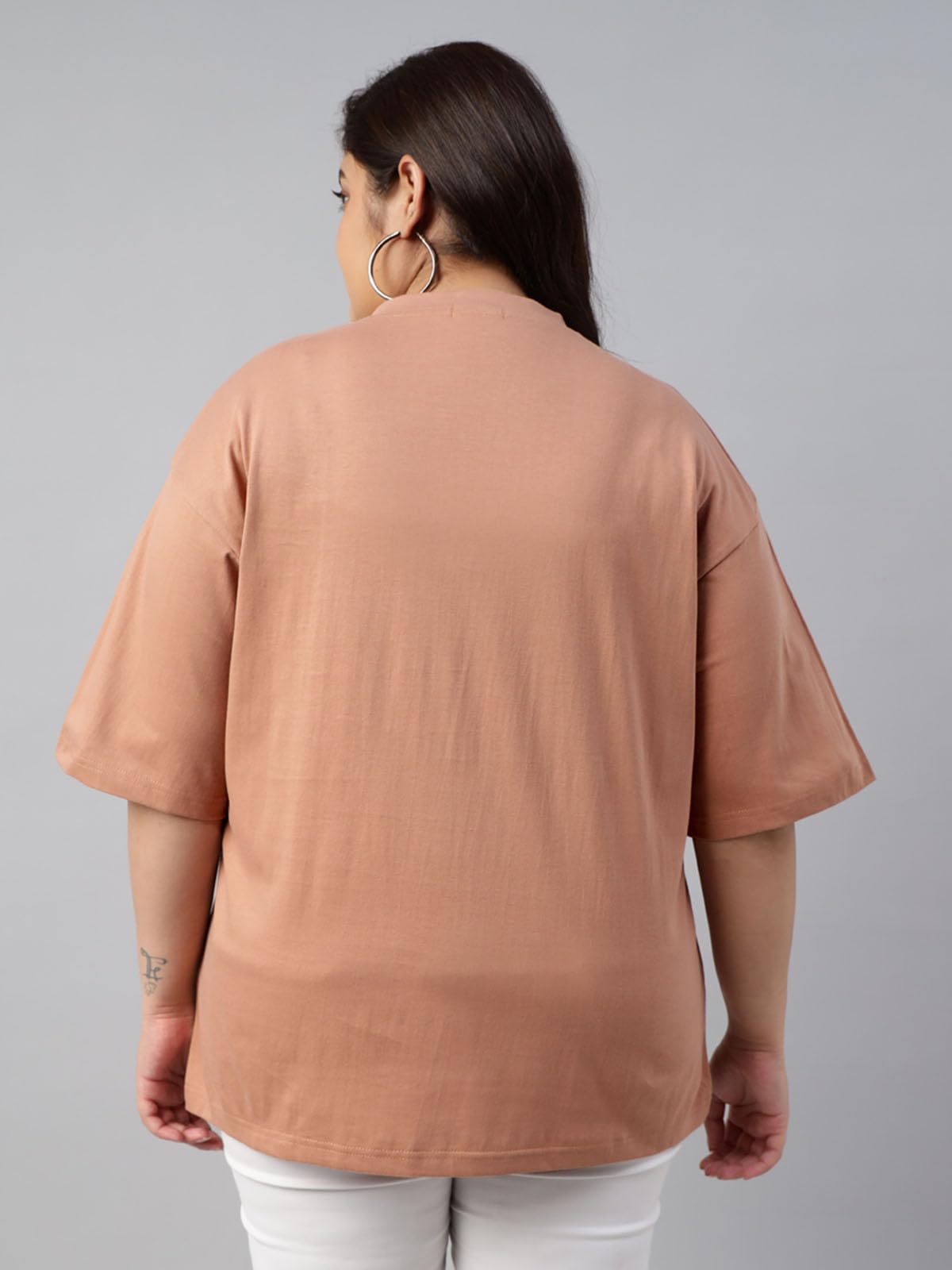 JUNEBERRY 100% czysta bawełna oversize, luźny krój, zakładane ramiona, stały rdzeń, duże rozmiary, damskie koszulki combo, 2 sztuki (rozmiary od 2XL do 5XL)