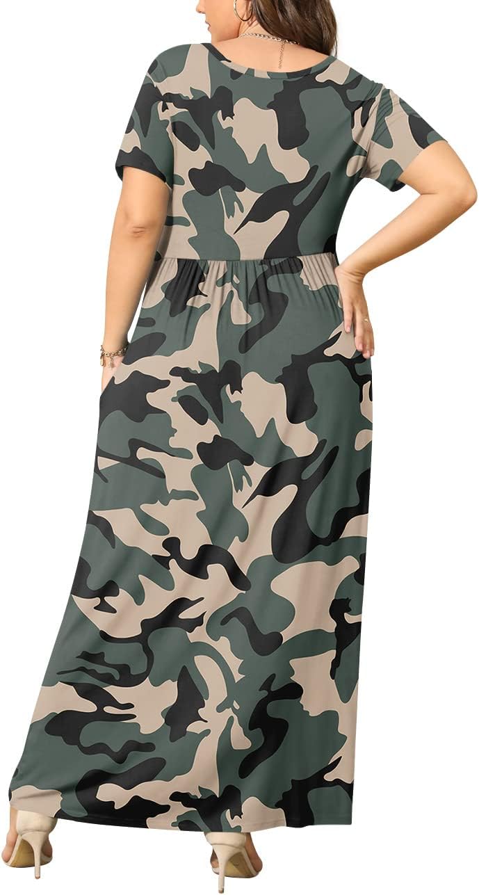 BISHUIGE Womens 2026 Summer Plus Size Maxi Dresses for Curvy Women Spring Casual Short Sleeve Long Dress with Pockets XL-6XL - Image 3