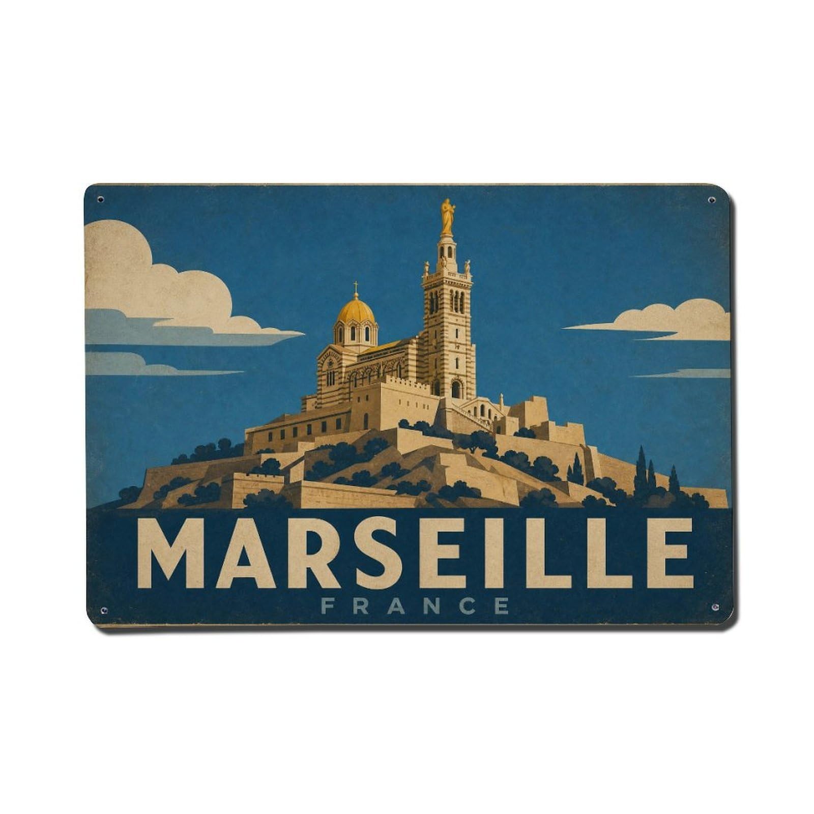 Retro Travel France Marseille Metal Tin Sign