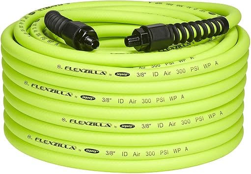 Flexzilla Pro Air Hose, 3/8 in. x 100 ft., Heavy Duty, Lightweight, Hybrid, ZillaGreen - HFZP38100YW2