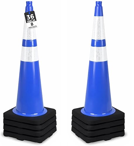 Miniatura 24 de BESEA Paquete de 6 Conos de Seguridad de Tráfico de 36 Pulgadas, Conos de Estacionamiento Verdes para Carretera, Conos de Construcción