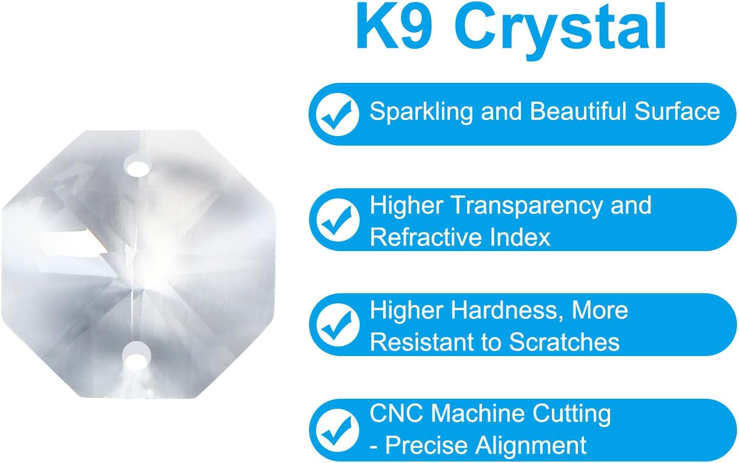 PATIKIL K9 Crystal Octagon Beads 2 Holes Pendants, 60 Pack 20mm Chandelier Prisms Parts Ornaments Hanging Beads for DIY Arts Crafts Decoration, Clear - Image 3