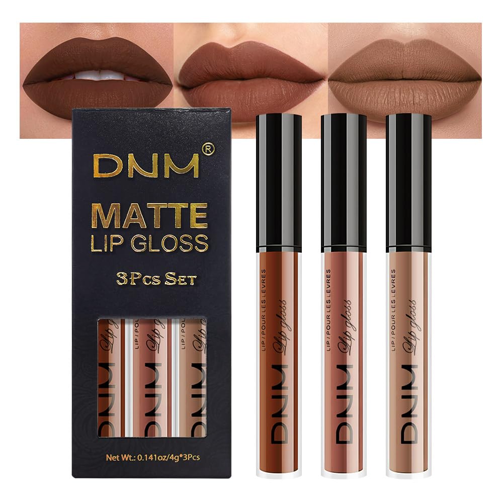 evpct 3Pcs Chocolate Red Brown Nude Matte Liquid Lipstick Lip Stain Sets for Women, Matte Lipstick Long Lasting Waterproof Permanent 24 Hours original, Magic Lip Sticks Pack for Halloween Daily Makeup Set33-Chocolate & Red Brown & Nude 0.21 Fl Oz (Pack of 1)