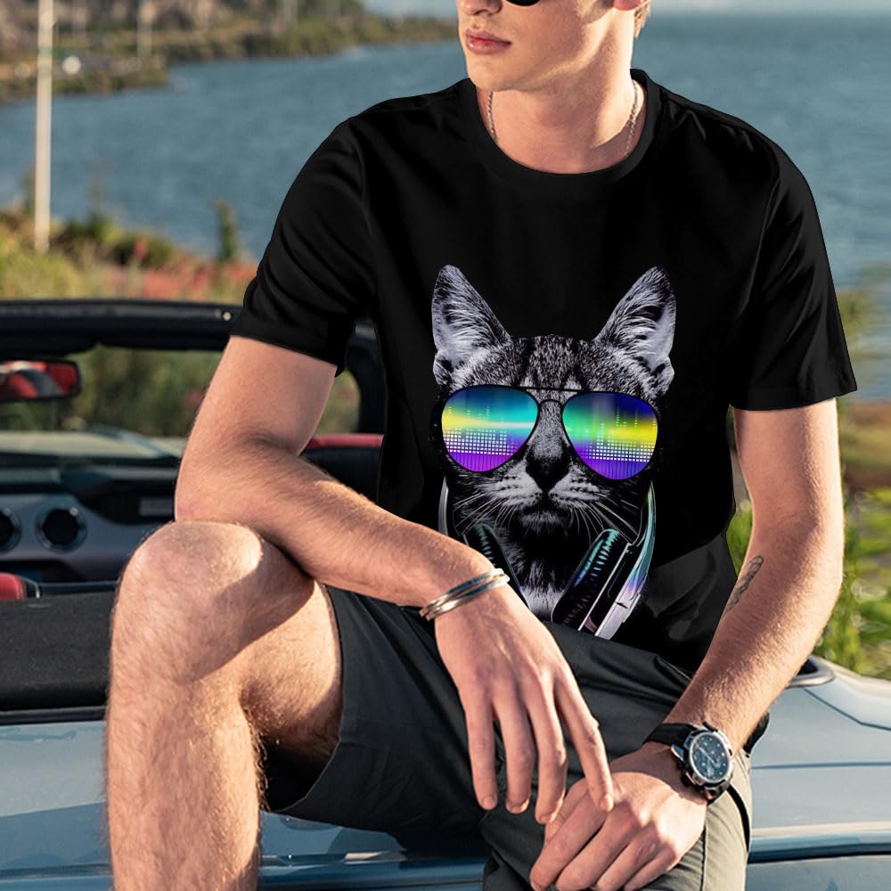 Camiseta clásica para hombre, camiseta de manga corta con gráficos, color blanco fresco, camiseta casual de primera calidad