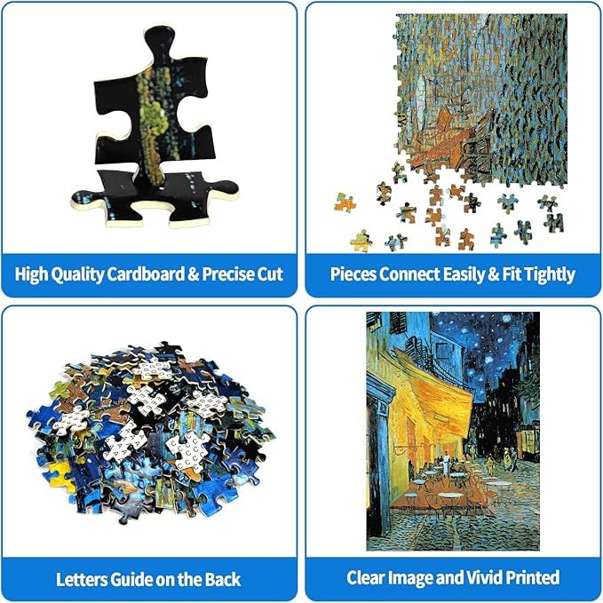 Cafe Terrace at Night Jigaw Puzzle 1000pcs, Classic Art Puzzle from Vincent Van Gogh Jigsaw Puzzle Adult Kids, Indoor Intellectual Game Toys Gifts