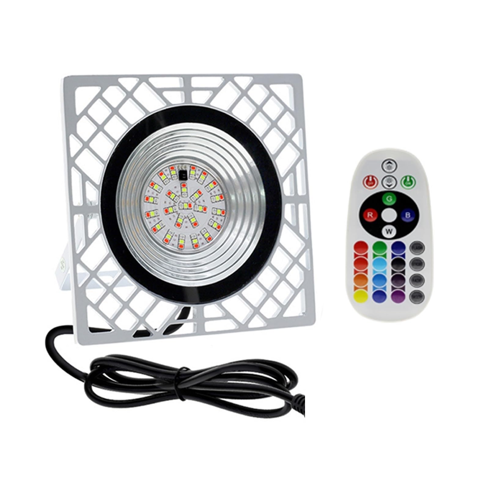 JOLIANE RGB LED Floodlight 50W Garden Landscape Spotlights IP65 Waterproof Outdoor Flood Light for Patio Courtyard Lawn Wall Decor(White - with Plug)