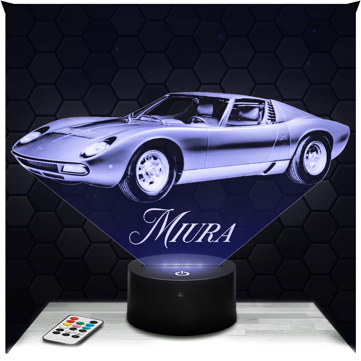 Lampephoto.fr - Lambo Miura 3D Lamp Decoration Supercar Sports Luxury Vehicle TuninG. Gift idea for Men Lamborghini Miura car Object Adult Night Light Room Decor, Original Christmas, Gift idea for Men