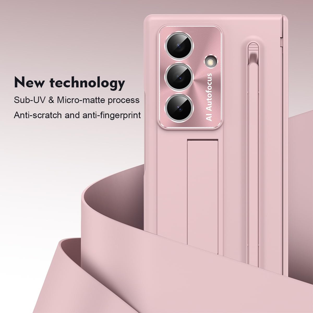 BRAND SET Etui do Samsung Galaxy Z Fold8 Ultra ze zintegrowaną osłoną ekranu, uchwytem, gniazdem na długopis, ochroną zawiasów, odporną na wstrząsy PC, różowy