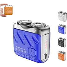 Mini Electric Explosive Shaver, Portable Rotary Dual Ring Electric Shavers, 2025 New Upgrade Pocket Razor, Waterproof,Magnetic Blade, with LED Power Display Blue