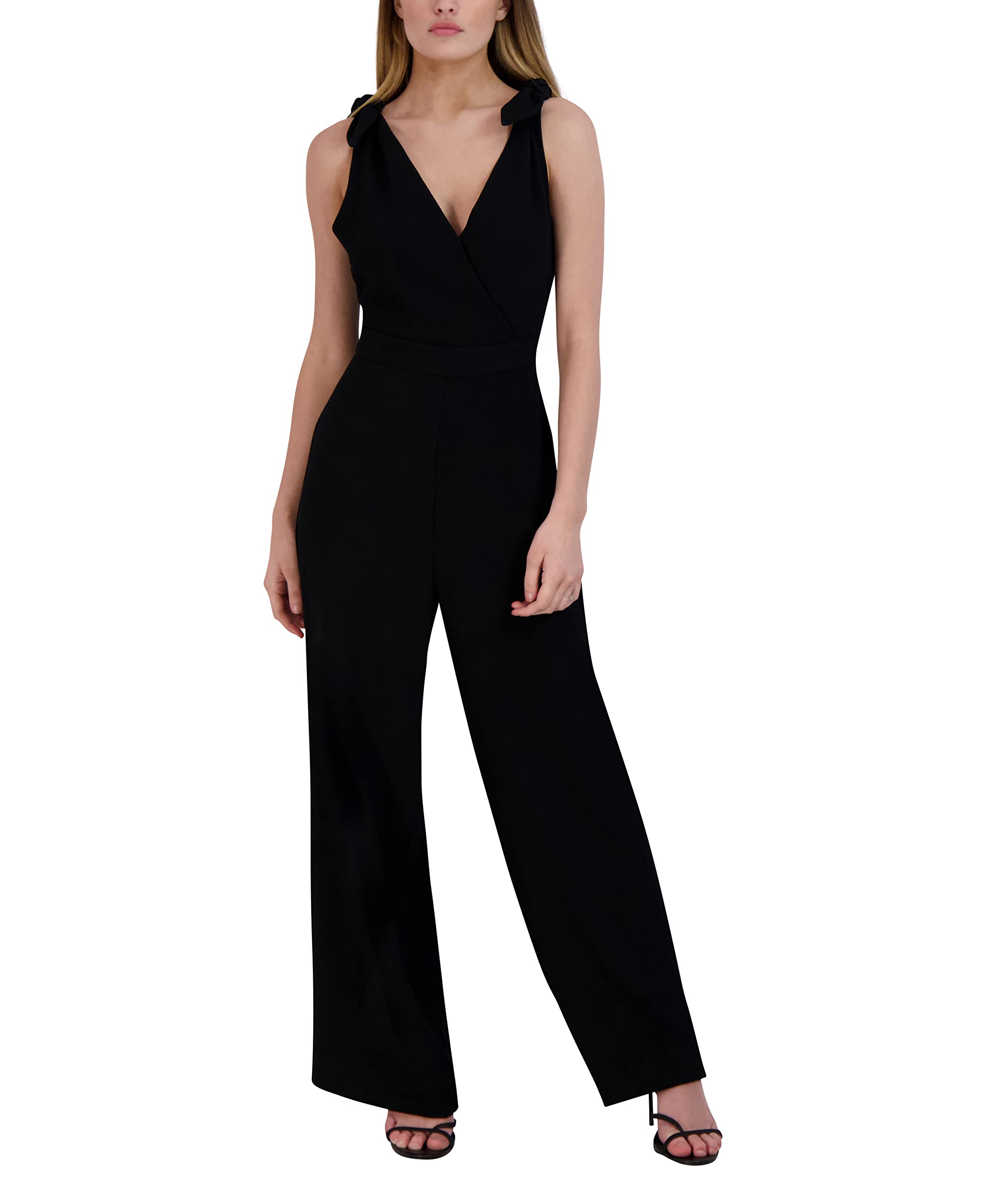 BCBGenerationWomen's Relaxed Leg Shoulder Tie Crossover V Neck Jumpsuit Jumpsuit
