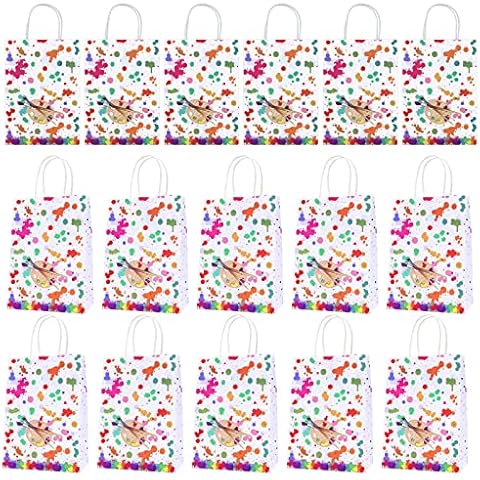 HHLCWA 16 Pieces Art Paint Paper Party Bags,Art Treat Candy Goodie Bags with Handle for Boys & Girls Art Painting Themed Birthday Decorations Party Favors (Paint) Cover