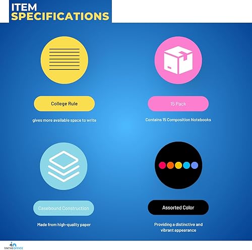 Miniatura 7 de 1InTheOffice Libros de notas en espiral con espiral, blocs de notas, 3 x 5 pulgadas, rayas universitarias, bloc de notas pequeño de 3 x 5, surtidos,