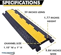 Vista 3 de Kable Kontrol Atlas Cable Protector Wire Ramp - 2 Channel - 1 Pc - 39" Long Black & Yellow - 20,000 Lbs Load Capacity - Rubber Speed Bump Wire