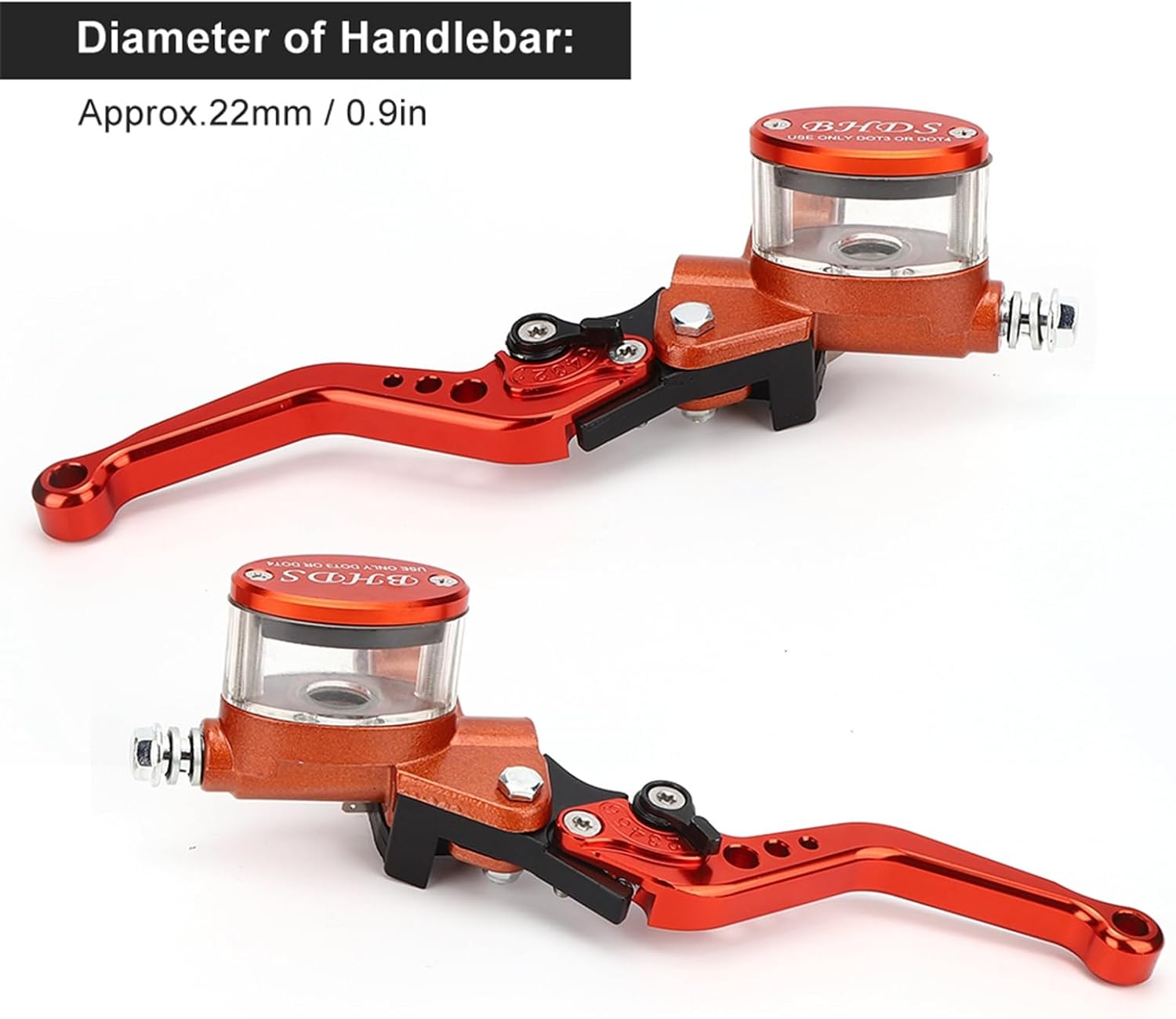 Pair Brake Clutch Lever, Universal Motorcycle Master Cylinder Reservoir Hydraulic Pump Handbrake 22mm, Compatible with H ONDA Y amaha K awasaki Brake