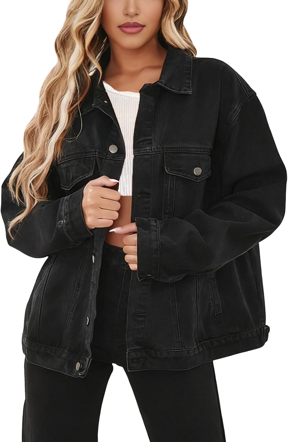 JTNFairy Casual Jackets for Women Long Sleeve Zipper Classic Outwear Bomber Coats Button Up with Pockets