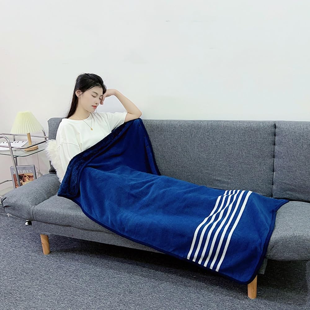 Poncho Châle Double Face Polaire - Couverture Cape Avec Bouton - 100x150 Cm - Usage Multi-saisons Pour Maison, Canapé, Voiture