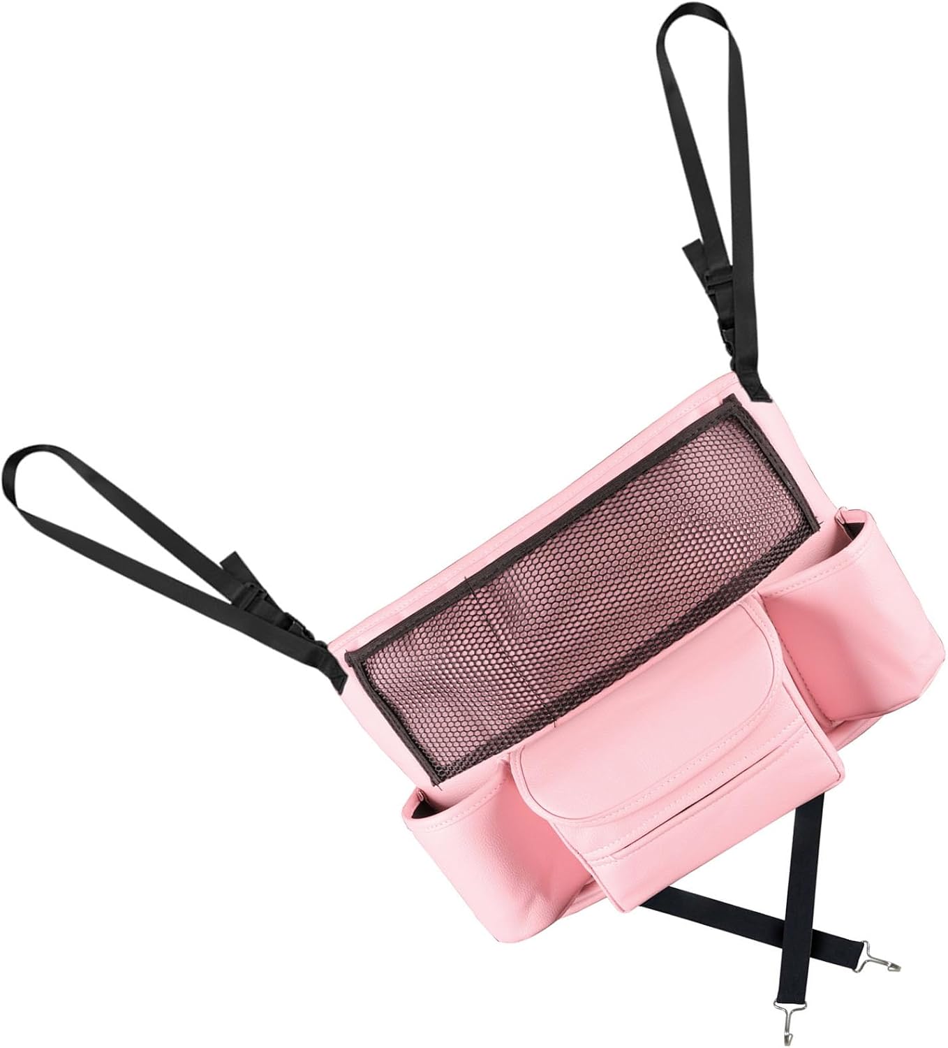 Car Seat Back Organizer Stylish Wear PU Leather Multifunctional Storage for All Vehicles (Pink)