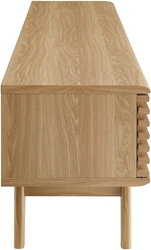 Miniatura 14 de Modway Render Mid-Century - Mueble de TV moderno de perfil bajo de 70 pulgadas para consola multimedia en color blanco nogal, 70 pulgadas Blanco de