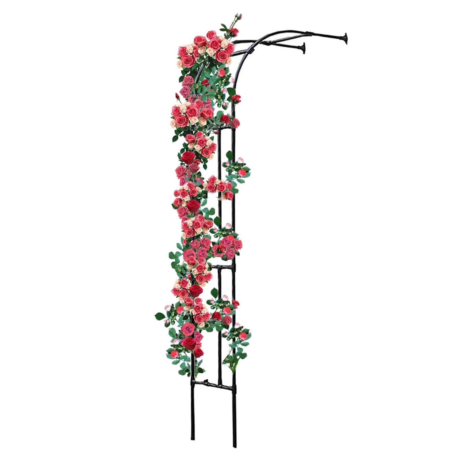 Arco de jardín de medio lado, pérgola de acero para plantas trepadoras en patio trasero