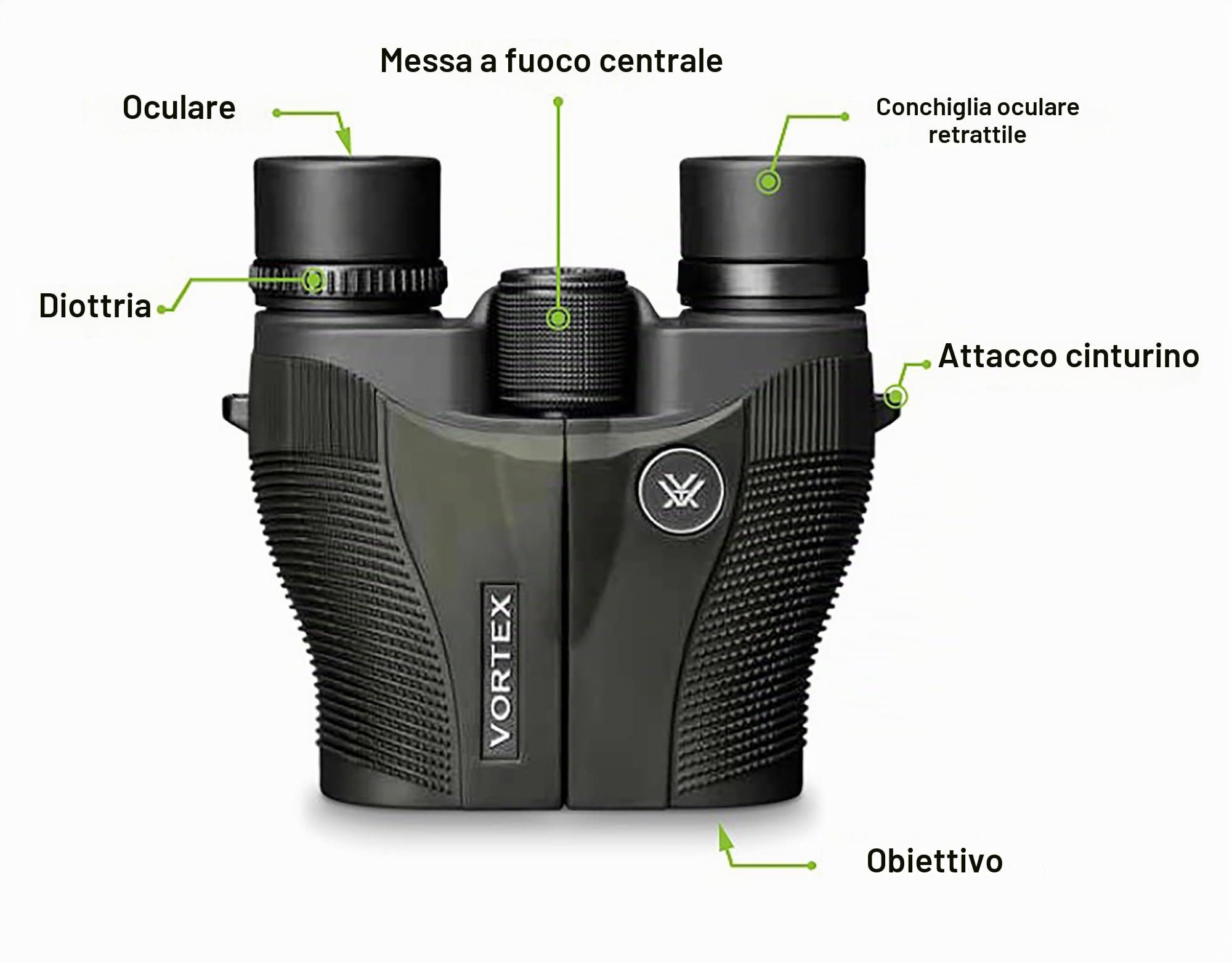 Vortex Optics Vanquish - Binocolo 10 x 26 cm, verde, 10 x 26 cm