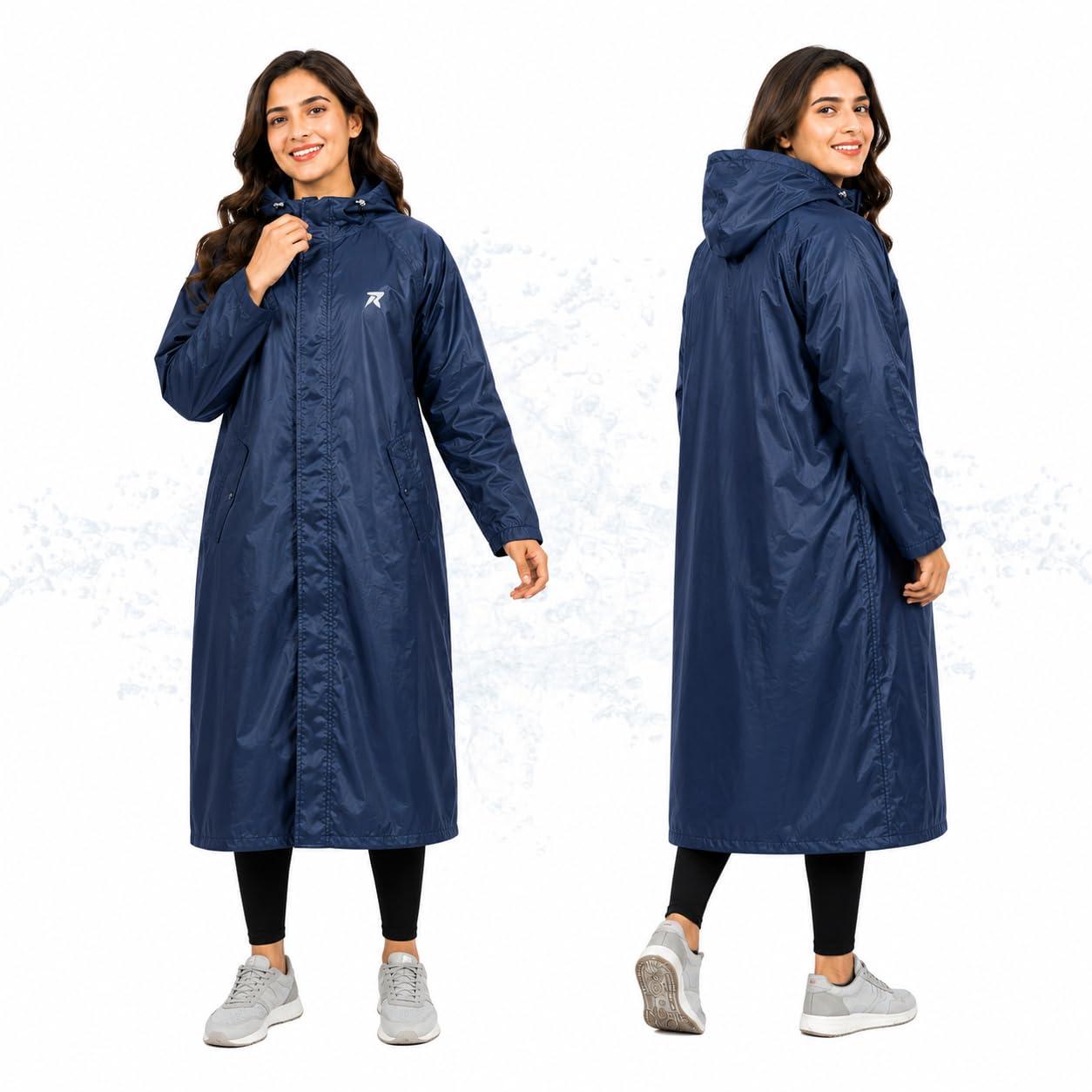 rocksport Unisex Water Proof Long Rain Coat With Adjustable Hood - Blue-picture-22