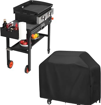Grill Table and Grill Cover Fit Blackstone Griddle 22 or 17 and stand | Grill Cover for Blackstone 22 inch Griddle and Stand,Barbeque Griddle Cover Waterproof,BBQ Cover with Windproof Straps